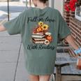 Fall In Love With Reading Book Autumn Teachers Pumpkins Women's Comfort Colors T-Shirt Back Print Moss Fall In Love With Reading Book Autumn Teachers Pumpkins Women's Comfort Colors T-Shirt Back Print Moss