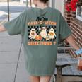 Are You Fall-O-Ween Directions Halloween Ghost Fall Teacher Women's Comfort Colors T-Shirt Back Print Moss