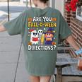 Are You Fall O Ween Directions Halloween Teacher Ghost Women's Comfort Colors T-Shirt Back Print Moss