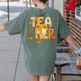 Fall Teacher Pumpkin Coquette Bow Autumn Classroom Women's Comfort Colors T-Shirt Back Print Moss Fall Teacher Pumpkin Coquette Bow Autumn Classroom Women's Comfort Colors T-Shirt Back Print Moss