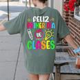 Feliz Primer Dia De Clases Kids Girl Teacher Spanish School Women's Comfort Colors T-Shirt Back Print Moss