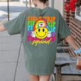 Field Trip Squad Groovy Field Day Smile Face Teacher Tie Dye Women's Comfort Colors T-Shirt Back Print Moss Field Trip Squad Groovy Field Day Smile Face Teacher Tie Dye Women's Comfort Colors T-Shirt Back Print Moss