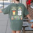 First Coffee Then Data SPED Teacher Taking a Break Women's Comfort Colors T-Shirt Back Print Moss
