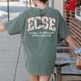 Floral ECSE Early Childhood Special Education SPED Teacher Women's Comfort Colors T-Shirt Back Print Moss