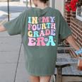 In My Fourth Grade Era Girl Back To School 4th Grade Teacher Women's Comfort Colors T-Shirt Back Print Moss