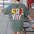 Fri-Yay Happy Friday Lovers Teacher Weekend Women Women's Comfort Colors T-Shirt Back Print Moss Fri-Yay Happy Friday Lovers Teacher Weekend Women Women's Comfort Colors T-Shirt Back Print Moss