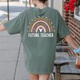 Future Teacher Kids Youth Girls Leopard Rainbow Women Women's Comfort Colors T-Shirt Back Print Moss