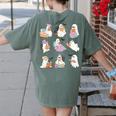 Ghost Book Reading Halloween Books Lover Teacher Kids Women's Comfort Colors T-Shirt Back Print Moss