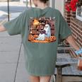 Ghost Book Reading Halloween Books Lover Teacher Women's Comfort Colors T-Shirt Back Print Moss Ghost Book Reading Halloween Books Lover Teacher Women's Comfort Colors T-Shirt Back Print Moss