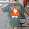 Girl Toddler Boo Crew Daycare Teacher Halloween Party Women's Comfort Colors T-Shirt Back Print Moss
