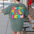 Groovy In My Middle School Era Back To School Teacher Women's Comfort Colors T-Shirt Back Print Moss