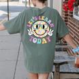 Groovy Retro Lets Learn Today Teacher Student Back To School Women's Comfort Colors T-Shirt Back Print Moss
