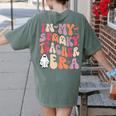 Groovy In My Spooky Teacher Era Halloween Party Boo Women's Comfort Colors T-Shirt Back Print Moss Groovy In My Spooky Teacher Era Halloween Party Boo Women's Comfort Colors T-Shirt Back Print Moss