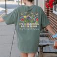 Groovy I Teach Tiny Humans About Jesus Christian Teacher Women's Comfort Colors T-Shirt Back Print Moss