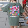 Groovy Teacher Cute Coquette Bow Flower Retro Back To School Women's Comfort Colors T-Shirt Back Print Moss