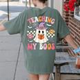 Groovy Teaching My Boos Teacher Ghost Halloween Teacher Women's Comfort Colors T-Shirt Back Print Moss Groovy Teaching My Boos Teacher Ghost Halloween Teacher Women's Comfort Colors T-Shirt Back Print Moss