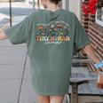 Groovy Tiny Human Tamer Floral Kindergarten Teacher Women's Comfort Colors T-Shirt Back Print Moss
