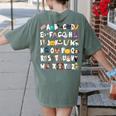 Halloween Alphabet ABCs Learning Kindergarten Teacher Men Women Kids Women's Comfort Colors T-Shirt Back Print Moss