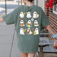 Halloween Ghost Music Teacher Playing Instruments Women's Comfort Colors T-Shirt Back Print Moss