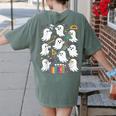Halloween Math Teacher Ghost Math Teacher Spooky Halloween Women's Comfort Colors T-Shirt Back Print Moss