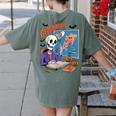 Halloween Skeleton Geography Teacher Pumpkin Bats Classroom Women's Comfort Colors T-Shirt Back Print Moss