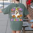 Halloween Teacher You Can't Scare Me I Teach Preschool Women's Comfort Colors T-Shirt Back Print Moss