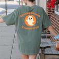 Halloween Teacher Crew Spooky Season Retro Ghost Women's Comfort Colors T-Shirt Back Print Moss