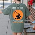 Halloween Teacher Witch Lets Eat Kids Punctuation Women's Comfort Colors T-Shirt Back Print Moss Halloween Teacher Witch Lets Eat Kids Punctuation Women's Comfort Colors T-Shirt Back Print Moss