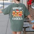 Hanging With My Cookies Gingerbread Christmas Teacher Xmas Women's Comfort Colors T-Shirt Back Print Moss
