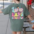 Happy 100th Day Of School 100 Days Brighter Teachers Kids Women's Comfort Colors T-Shirt Back Print Moss Happy 100th Day Of School 100 Days Brighter Teachers Kids Women's Comfort Colors T-Shirt Back Print Moss
