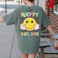 Happy Dot Day Hippie Flowers Smile Face Groovy Teacher Kids Women's Comfort Colors T-Shirt Back Print Moss