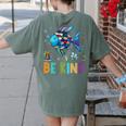 Happy First Day Of School Fish Rainbows Teacher Be Kind Women's Comfort Colors T-Shirt Back Print Moss