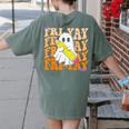 Happy Fri-Yay Friday Lovers Groovy Teacher Life Halloween Women's Comfort Colors T-Shirt Back Print Moss Happy Fri-Yay Friday Lovers Groovy Teacher Life Halloween Women's Comfort Colors T-Shirt Back Print Moss