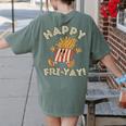 Happy Fri Yay Retro French Fries Friday Lovers Fun Teacher Women's Comfort Colors T-Shirt Back Print Moss