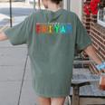 Happy Fri Yay Teacher Friday Women's Comfort Colors T-Shirt Back Print Moss