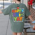Happy Fri-Yay Teacher Life Weekend Pun Happy Friday Women's Comfort Colors T-Shirt Back Print Moss Happy Fri-Yay Teacher Life Weekend Pun Happy Friday Women's Comfort Colors T-Shirt Back Print Moss