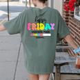 Happy Friyay Teacher School Friday Weekend Vibes Women's Comfort Colors T-Shirt Back Print Moss Happy Friyay Teacher School Friday Weekend Vibes Women's Comfort Colors T-Shirt Back Print Moss