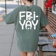Happy Friyay Teacher Shirt Cute Teacher Fashion Fri-Yay Women's Comfort Colors T-Shirt Back Print Moss