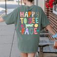 Happy To See Your Face Teacher Retro Back To School Women's Comfort Colors T-Shirt Back Print Moss Happy To See Your Face Teacher Retro Back To School Women's Comfort Colors T-Shirt Back Print Moss