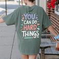 You Can Do Hard Things Test Day Teacher Kids Women's Comfort Colors T-Shirt Back Print Moss You Can Do Hard Things Test Day Teacher Kids Women's Comfort Colors T-Shirt Back Print Moss