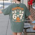 Haunted By 6x7 Math Teacher Halloween Pun Women's Comfort Colors T-Shirt Back Print Moss Haunted By 6x7 Math Teacher Halloween Pun Women's Comfort Colors T-Shirt Back Print Moss