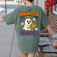 Haunted By Fractions Math Halloween Teacher Women's Comfort Colors T-Shirt Back Print Moss Haunted By Fractions Math Halloween Teacher Women's Comfort Colors T-Shirt Back Print Moss