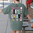 Hello First Grade Teacher Coquette Pencil Bow Back To School Women's Comfort Colors T-Shirt Back Print Moss Hello First Grade Teacher Coquette Pencil Bow Back To School Women's Comfort Colors T-Shirt Back Print Moss