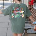 Hello Pre-K Pencil Teacher Student Tie Dye Women's Comfort Colors T-Shirt Back Print Moss Hello Pre-K Pencil Teacher Student Tie Dye Women's Comfort Colors T-Shirt Back Print Moss