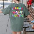 Helping Little Minds Grow Teacher Life Back To School Women's Comfort Colors T-Shirt Back Print Moss