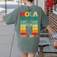Hola Estudiantes Spanish Teacher Back To School 2025 Women's Comfort Colors T-Shirt Back Print Moss