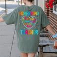 Homebound Teacher Appreciation Week Back To School Heart Women's Comfort Colors T-Shirt Back Print Moss