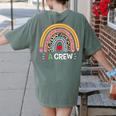IA Crew Instructional Assistant Rainbow Teachers Aide Women's Comfort Colors T-Shirt Back Print Moss