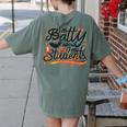 I'm Batty About My Students Watercolor Bat Teacher Halloween Women's Comfort Colors T-Shirt Back Print Moss