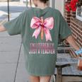 I'm Literally Just a Teacher Pencil Coquette Bow School Women's Comfort Colors T-Shirt Back Print Moss I'm Literally Just a Teacher Pencil Coquette Bow School Women's Comfort Colors T-Shirt Back Print Moss